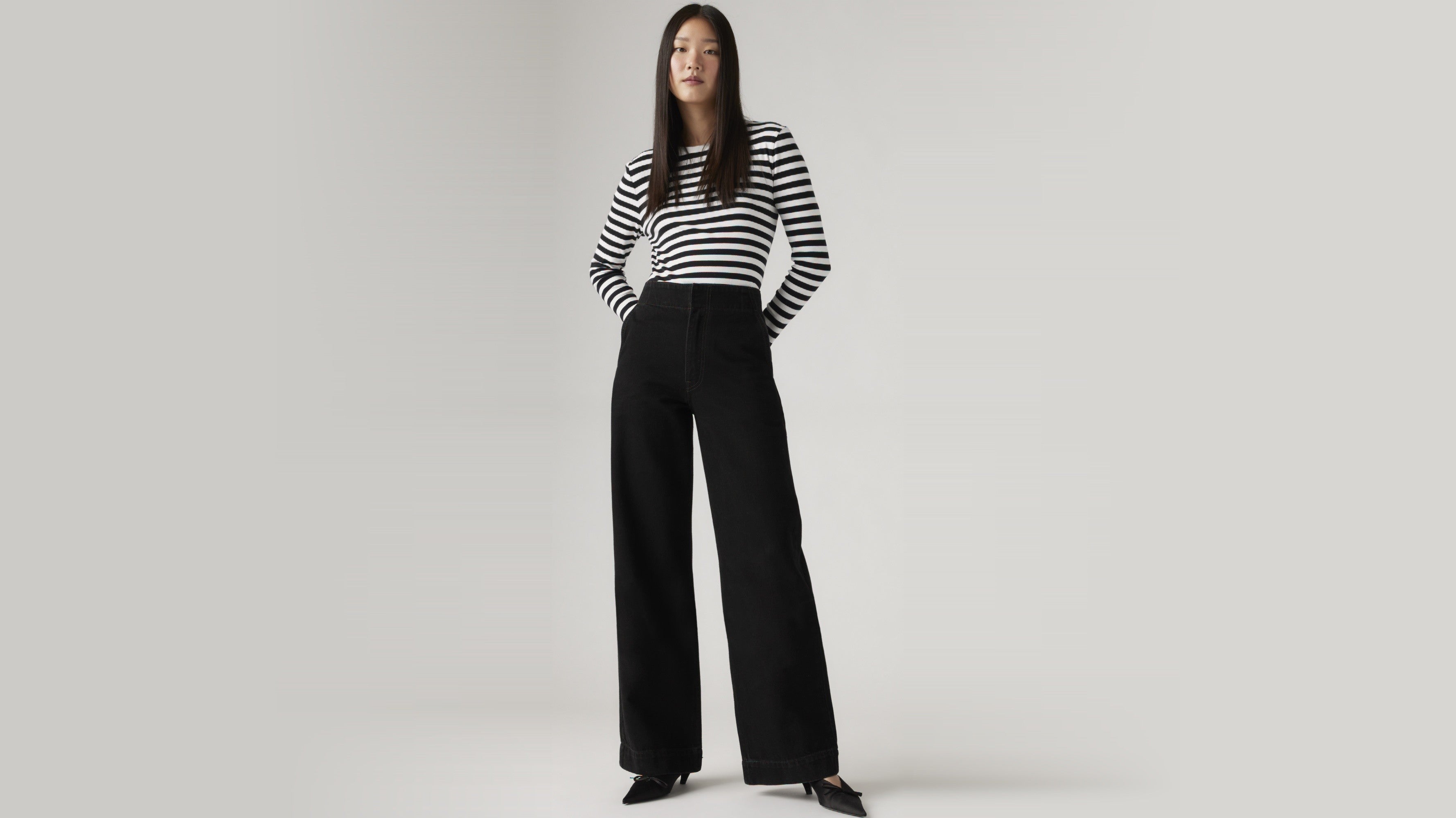 Wide Leg Jeans One Black Leg One White Women's High Waisted Wide