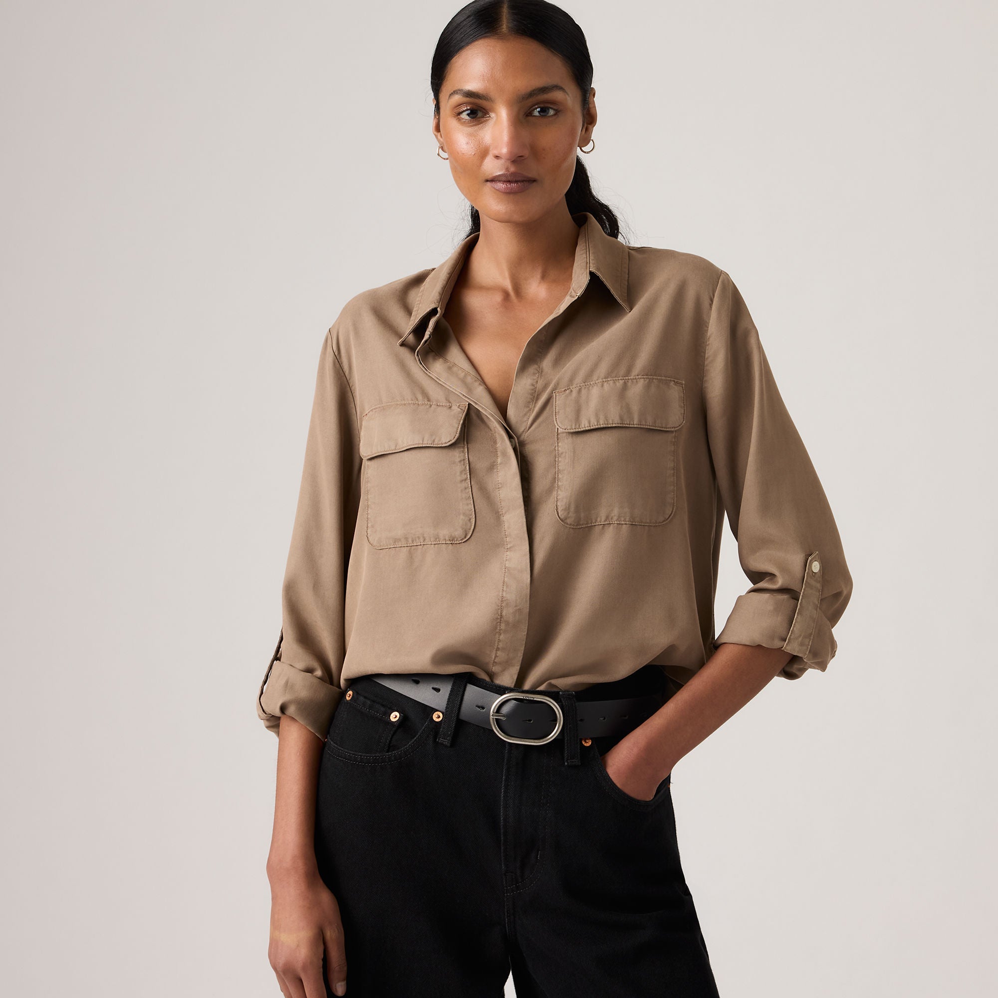 women's brown dress shirt Levi's® Elaine Utility - Seam Length:29 style_date night If youre a horse Blue Velvet Tango Dress.