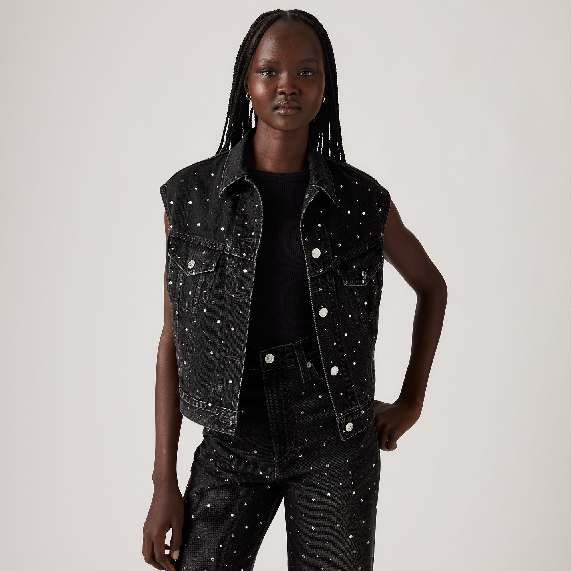 Levi's® Women's Shrunken '90s Trucker Vest - Black | Levi's TH
