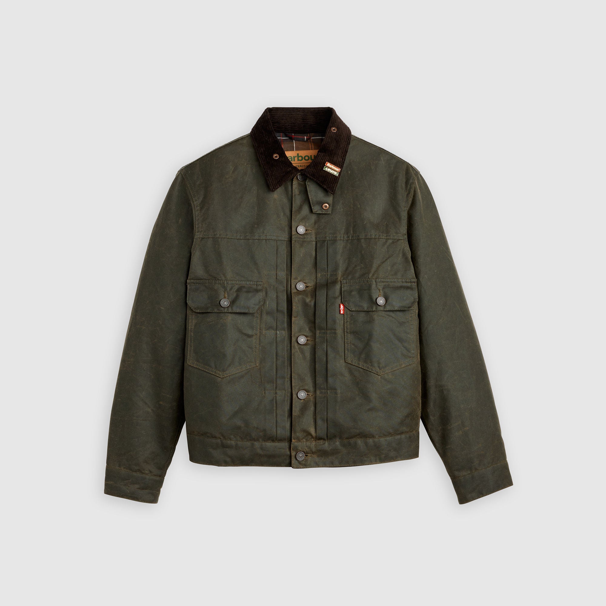 ジャケット・アウター LEVI'S x Barbour Type II Waxed Trucker M Levi's® X Barbour Type Ii Waxed Trucker Jacket - Green | Levi's® US