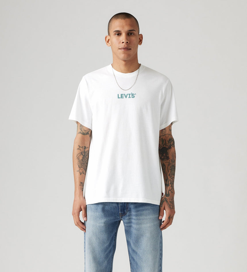 Mens Shirts White And Light Blue Graphic Tee Men's White