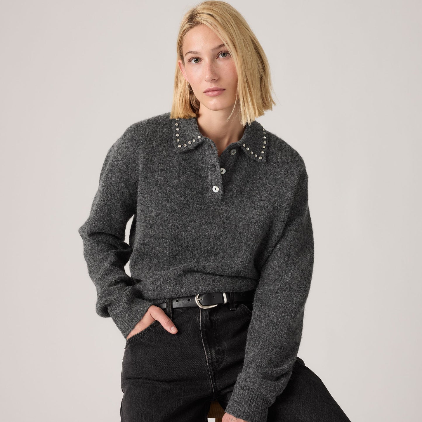 Levi's® Women's Rhinestone Collared Sweater