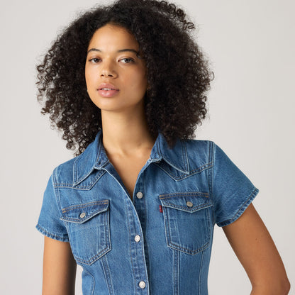 Levi's® Women's Short-Sleeve  Fit and Flare Western Dress